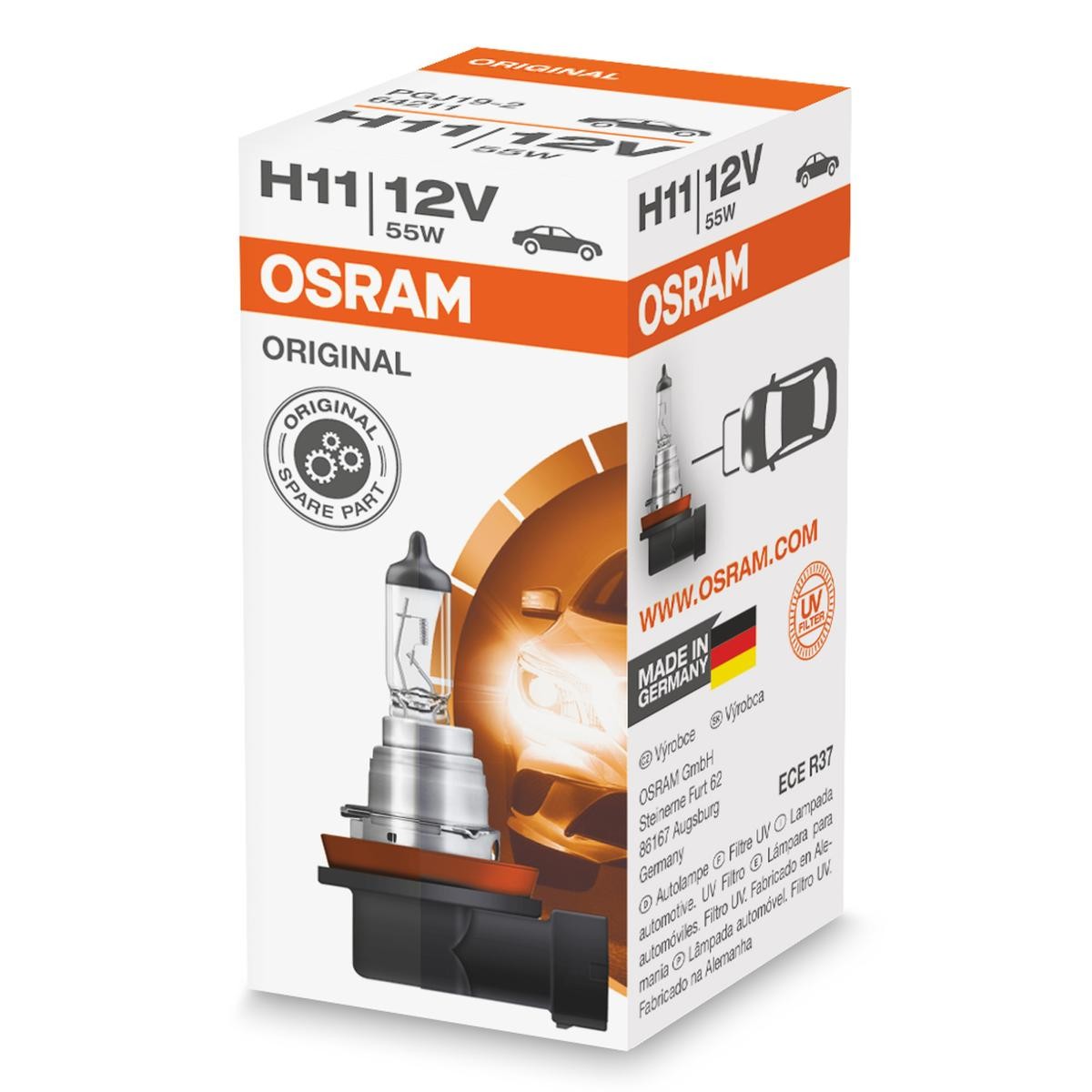 OSRAM ORIGINAL Bulb, spotlight H11 12V 55W PGJ19-2 3200K Halogen buy cheap online