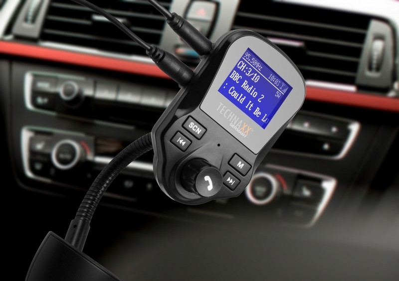 540312 AUTO-T FM-Transmitter mit Freisprecheinrichtung, mit Bluetooth, USB,  AUX in