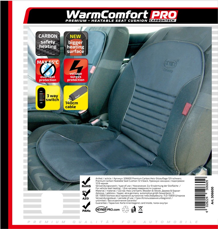Beheizbare Sitzauflage HEYNER WarmComfort Carbon 506600