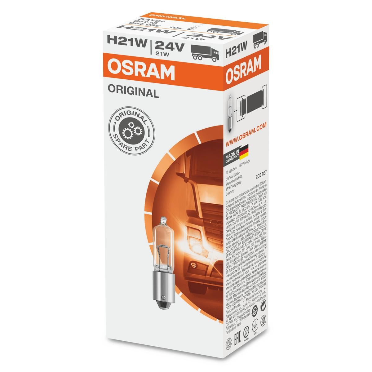 7506-02B OSRAM ORIGINAL LINE P21W Ampoule, feu clignotant 12V 21W, P21W P21W  ❱❱❱ prix et expérience