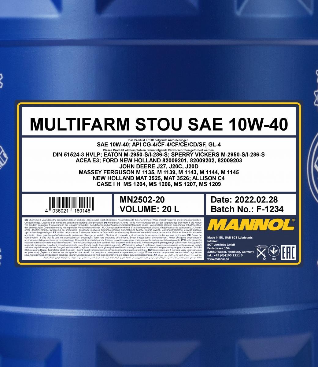 MANNOL Multifarm STOU 10W-30 20l Kanister - Motoröl günstig kaufen