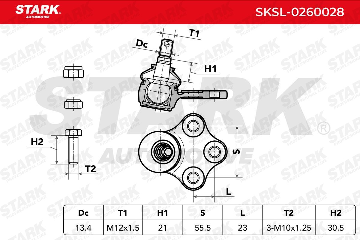 SKSL-0260028 STARK Traggelenk Vorderachse, beidseitig, mit Zubehör, 13,4mm,  60mm, 1/6 SKSL-0260028 ❱❱❱ Preis und Erfahrungen