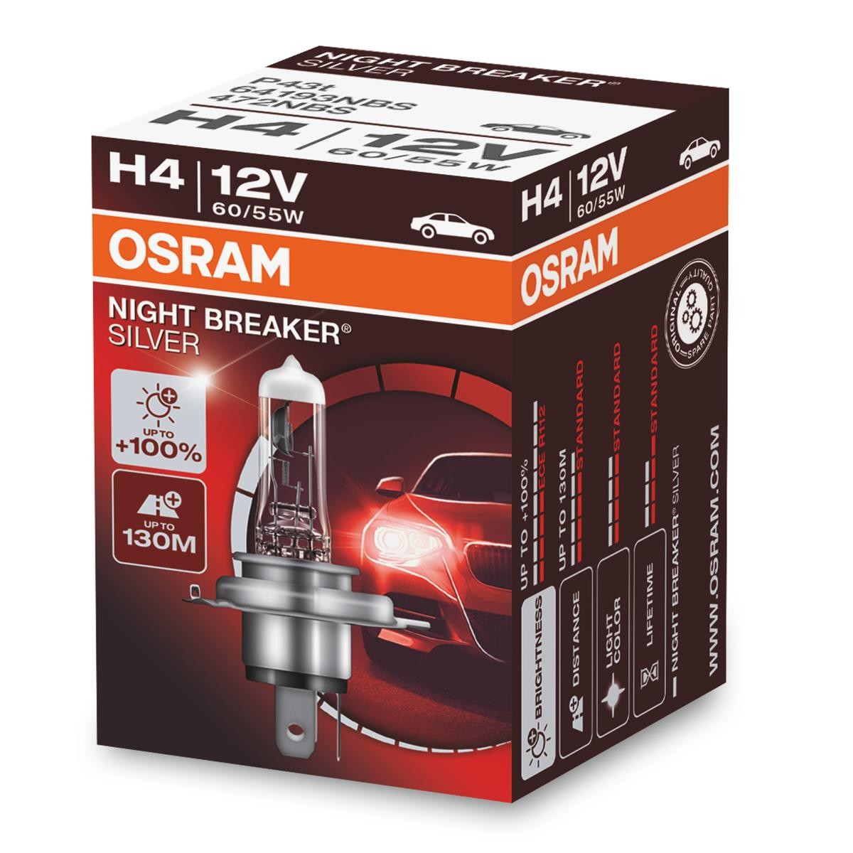 Ampoules Osram Nightbreaker unlimited H4 12V - Équipement auto