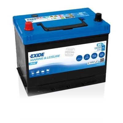 ER350 EXIDE 58003 Batterie 12V 80Ah EXIDE DUAL 510A B0, DUAL D26