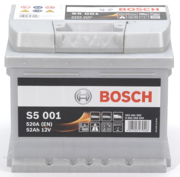 0 092 S50 010 BOSCH S5 S5 001 Batterie 12V 52Ah 520A B13 LB1 Batterie au  plomb S5 001, 12V 52AH 520A ❱❱❱ prix et expérience