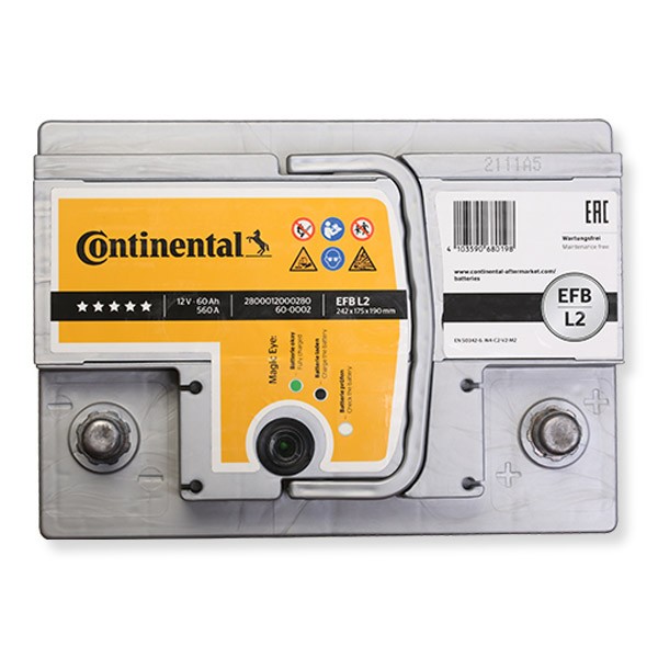 CONTINENTAL 2800012038280 - Batería Continental Efb L2 12V 60Ah 640A EN + D