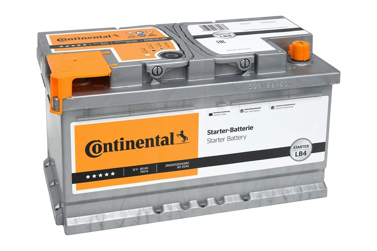 2800012024280 Continental Starter Batterie 12V 85Ah 760A B13 LB4 Batterie  plomb-calcium (Pb/Ca), Batterie au plomb 2800012024280 ❱❱❱ prix et  expérience