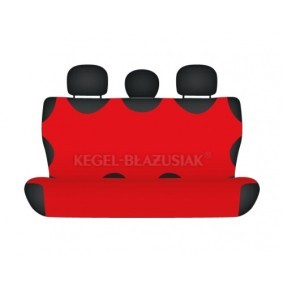 Vollsitze Sitzbezüge aus Schwarz Leder und roter Quartettstoff für