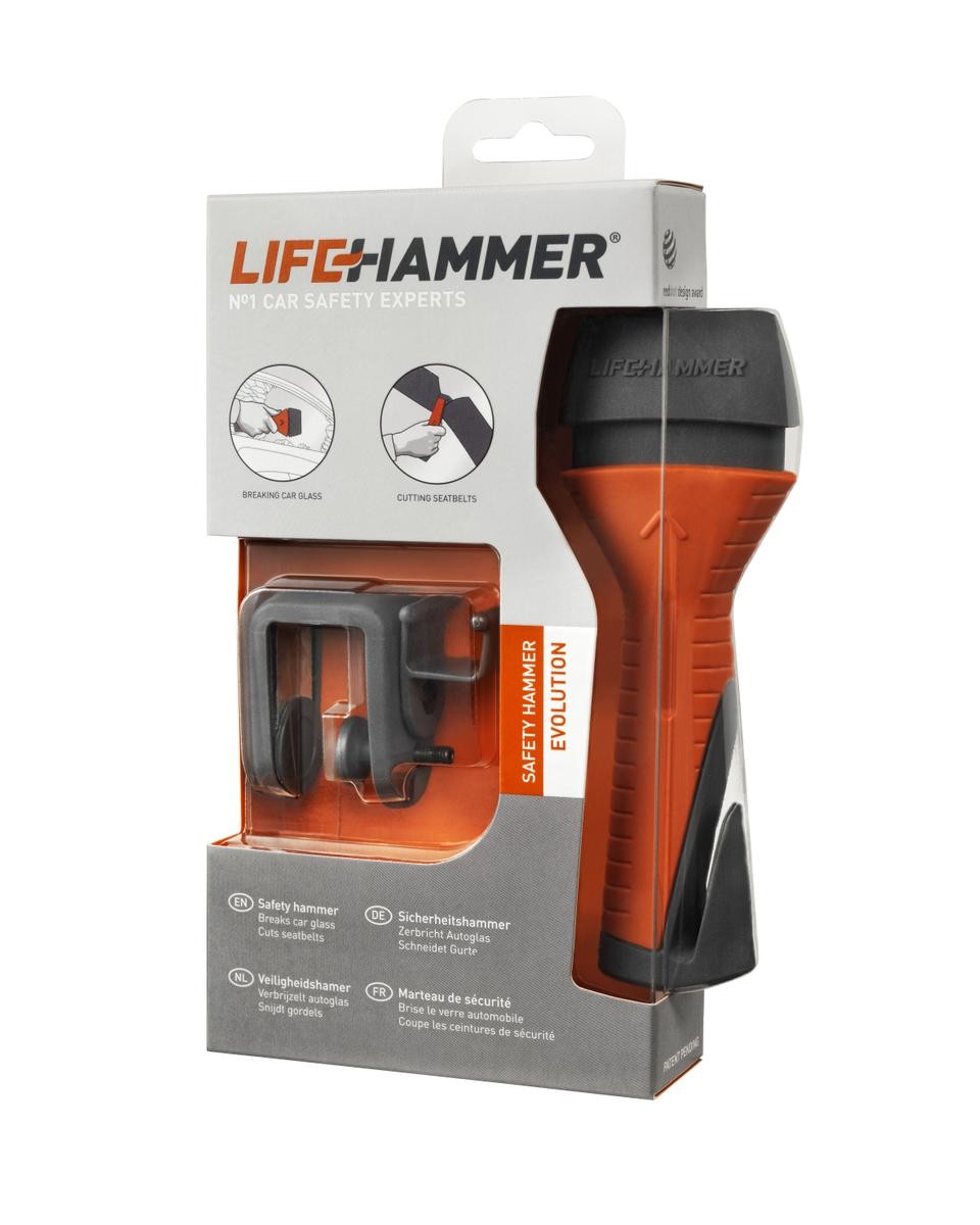 HENO1QCSBL LifeHammer Nothammer mit Gurtschneider, mit Halter