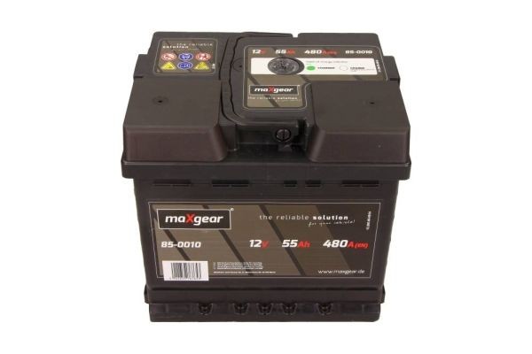 85-0010 MAXGEAR Batterie 12V 55Ah 480A B13 L1 mit Ladezustandsanzeige,  Pluspol rechts 85-0010 ❱❱❱ Preis und Erfahrungen