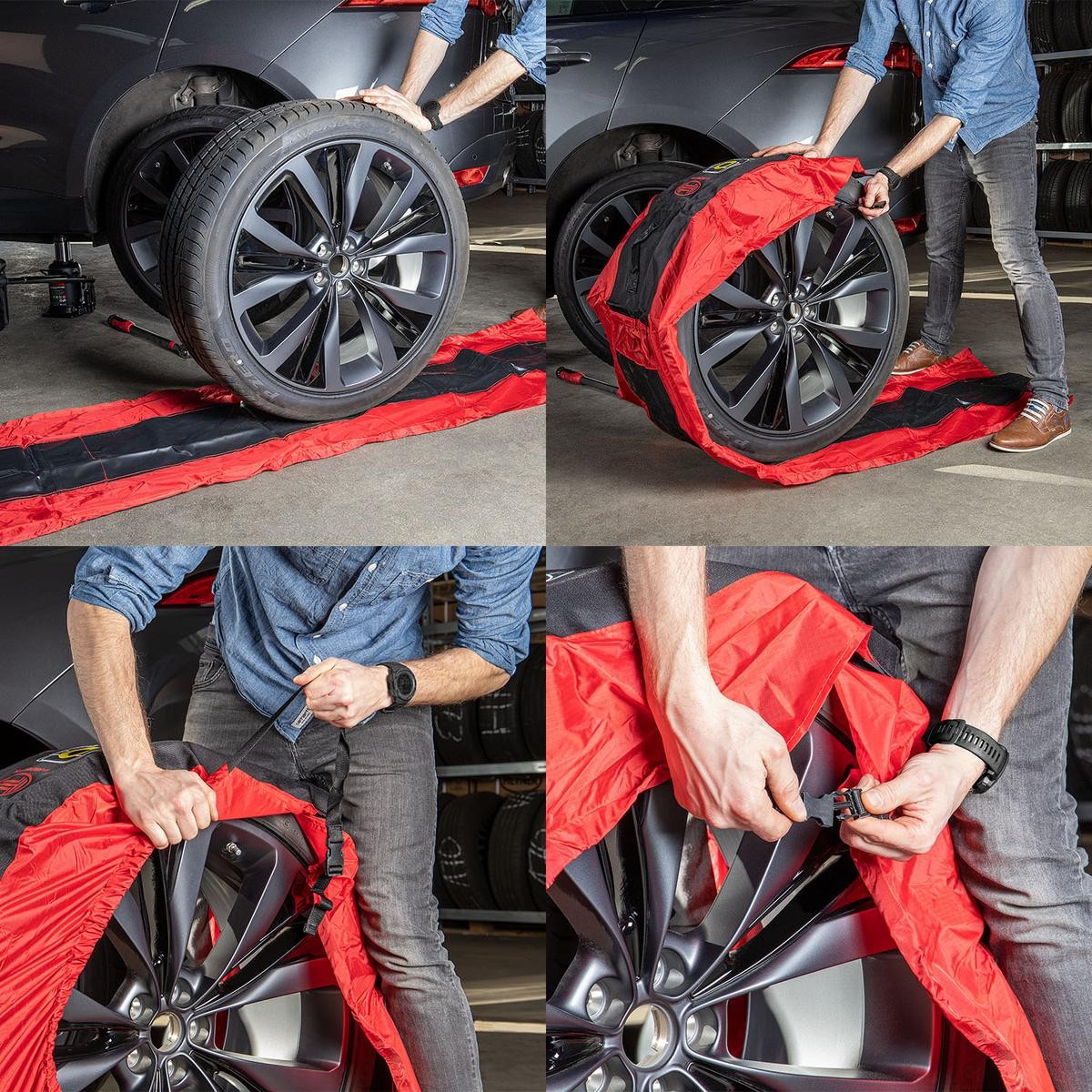 735000 HEYNER AutoWheelStar Pro Reifentaschen-Set schwarz/rot, 14-18 Zoll  735000 ❱❱❱ Preis und Erfahrungen