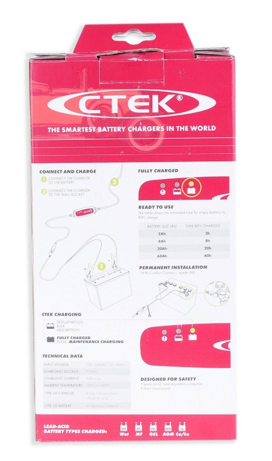 56-729 CTEK XC 0.8 Cargador de batería portátil, cargador de