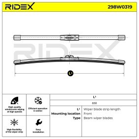 RIDEX 298W0319 Scheibenwischer 650 mm vorne, Flachbalkenwischblatt