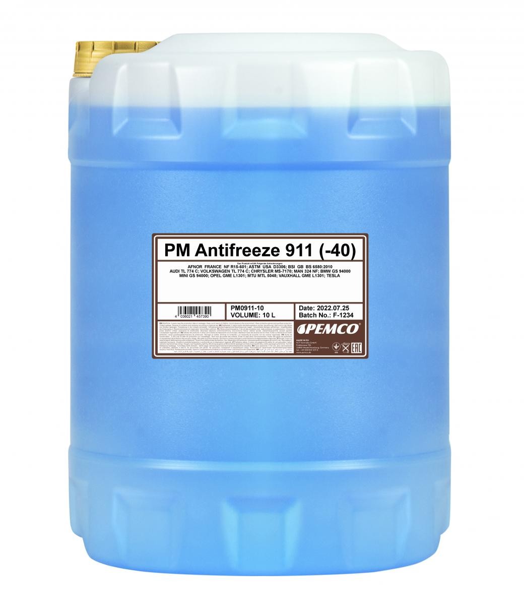 PM0911-10 PEMCO Antifreeze 911 -40 Kühlmittel G11 Blau, 10l PM0911-10 ❱❱❱  Preis und Erfahrungen