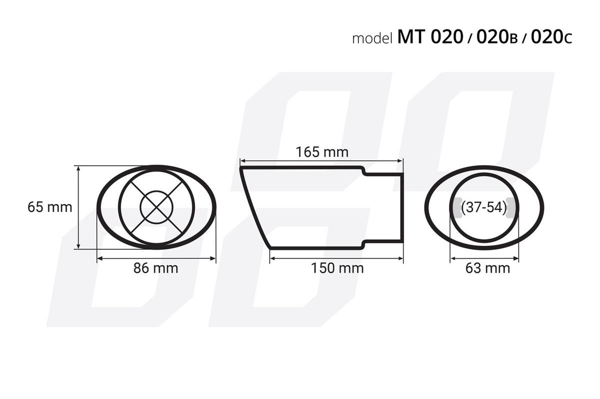 02351 AMiO MT 020B Auspuffblende 86 mm, schwarz, gerade, oval, Edelstahl,  165mm, 63mm 02351 ❱❱❱ Preis und Erfahrungen