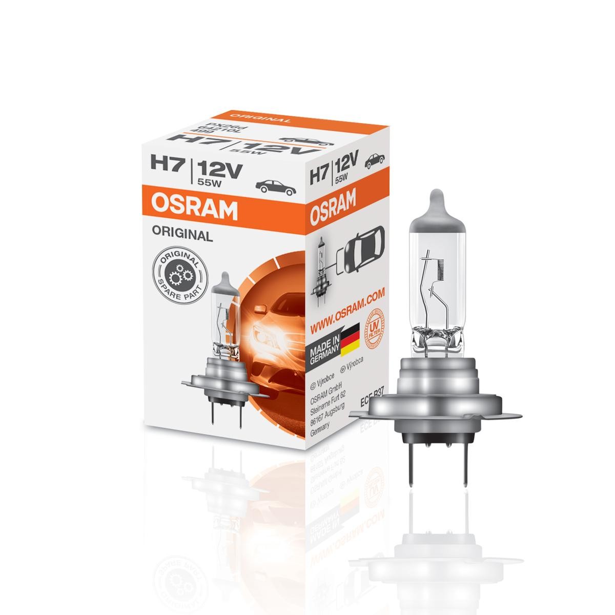 64210 OSRAM ORIGINAL LINE H7 Ampoule, projecteur longue portée H7 12V 55W  PX26d, 3200K, Halogène H7 ❱❱❱ prix et expérience