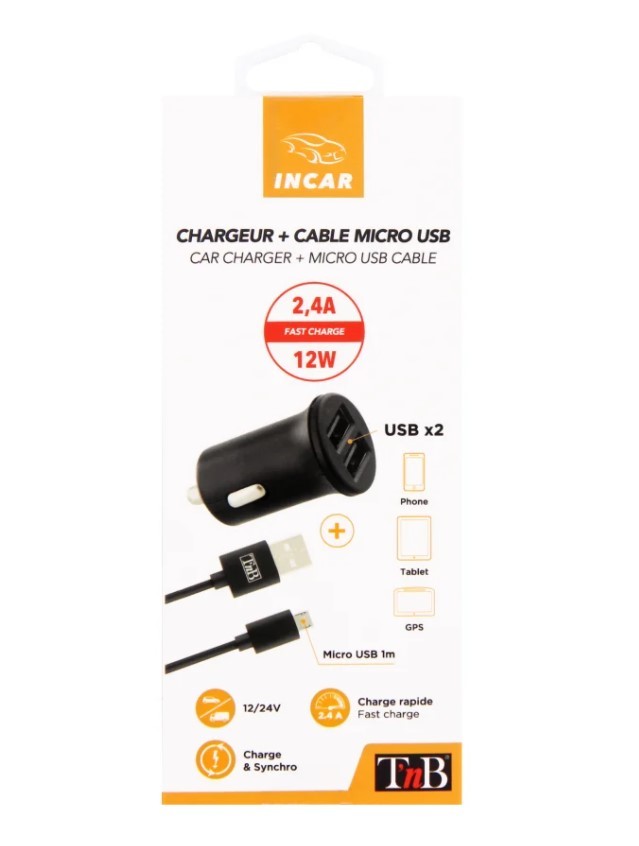 8704 TnB Handy-Ladegerät fürs Auto 12, 24V, 1m, mit USB-Kabel, Anzahl d.  Ein-/Ausgänge: 2 USB, weiß, Lightning 8704 ❱❱❱ Preis und Erfahrungen