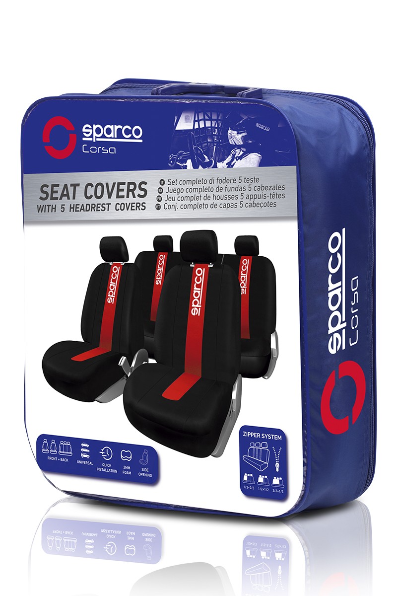 SPC1013 SPARCO ContiClassic Housse de siège rouge/noir, À motifs