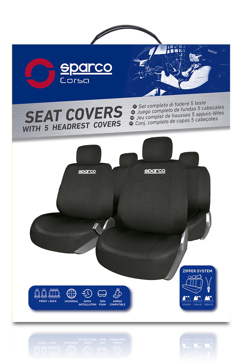 SPCS402BK SPARCO 402 Autositzbezug schwarz, Polyester, vorne und hinten  SPCS402BK ❱❱❱ Preis und Erfahrungen