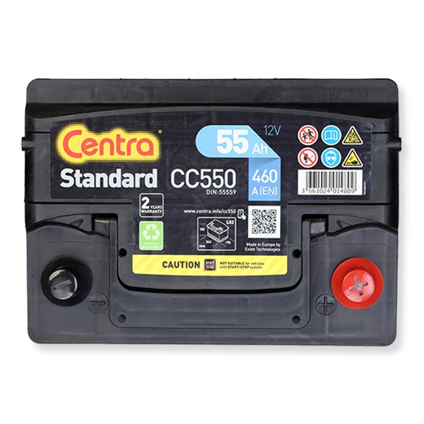 CC550 CENTRA Standard Batterie 12V 55Ah 460A B13 L2 Batterie au plomb CC550  ❱❱❱ prix et expérience