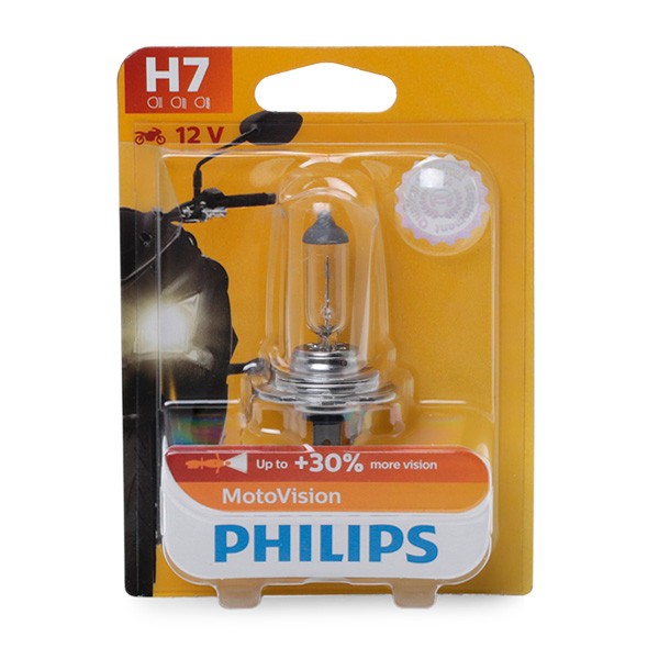 Ampoule PHILIPS Vision moto 12V/55W H7, socle: PX26d jusqu'à 30 % de  visibilité en plus