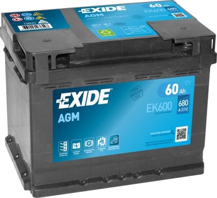EK600 EXIDE Start-Stop EK600 (027AGM) Batteria 12V 60Ah 680A B13 L2 Batteria  AGM EK600 (027AGM), 560 901 068 ❱❱❱ prezzo e esperienza