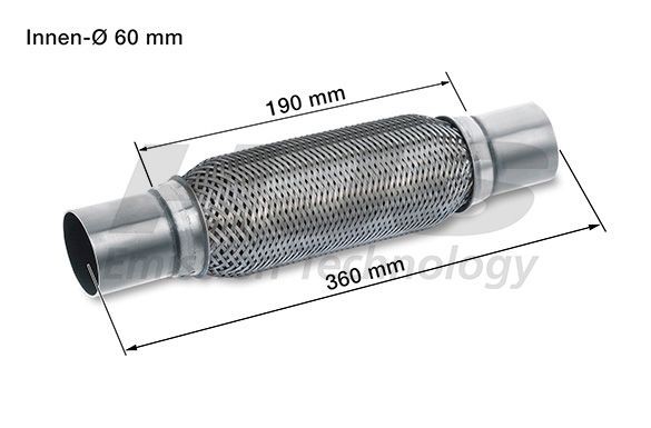 Auspuff Flexrohr Standard mit Anschlussrohren 48 mm durchmesser