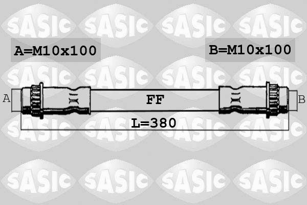 SASIC  6600041 Tubo flexible de frenos Long.: 380 mm, Rosca 1: M10X100, Rosca 2: M10X100