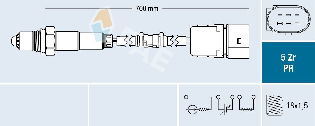 FAE  75037 Sonda Lambda Lungime cablu: 700mm