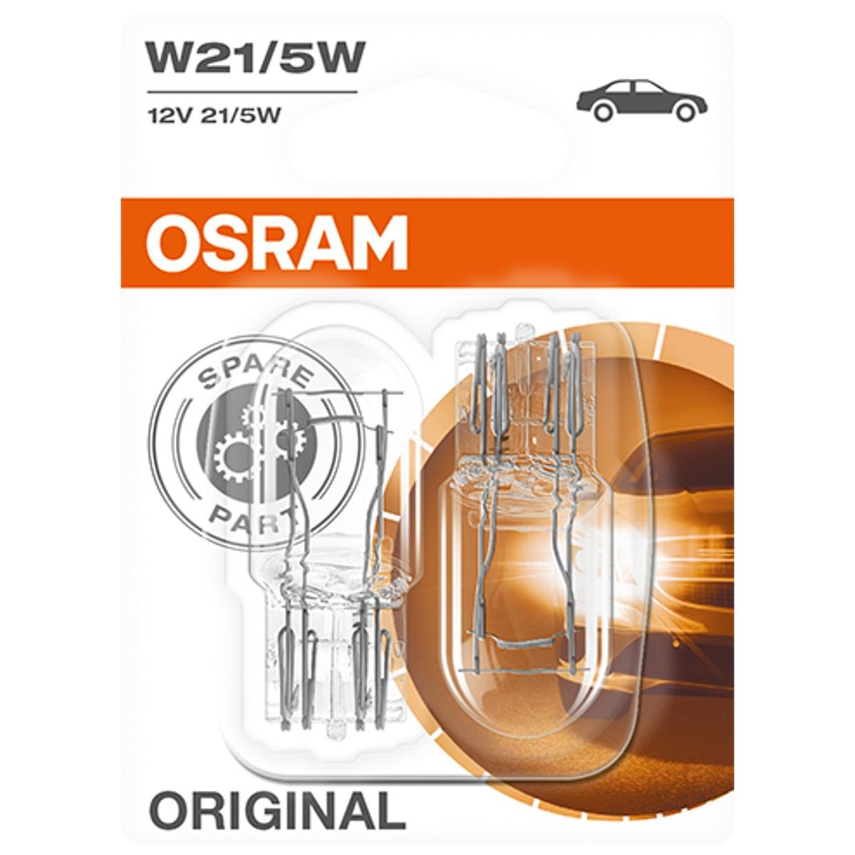 Image of OSRAM Lampade W21/5W 7515-02B Lampadina, Luce stop/ Luce posteriore VW,MERCEDES-BENZ,OPEL,GOLF PLUS (5M1, 521),Touareg (7P5, 7P6)009