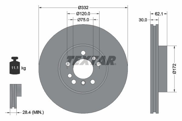TEXTAR PRO+ 92107205 Disco  freno Spessore disco freno: 30mm, Ø: 332mm, Ø: 332mm