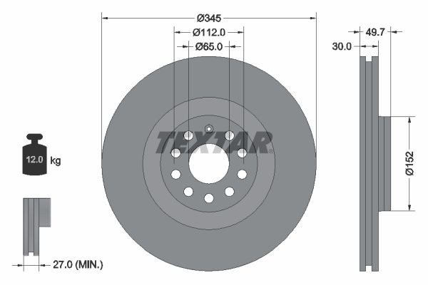 TEXTAR PRO+ 92120605 Disco  freno Spessore disco freno: 30mm, Ø: 345mm, Ø: 345mm