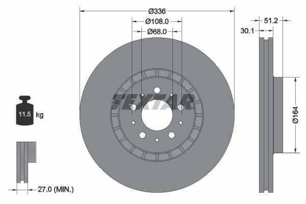 TEXTAR PRO+ 92126705 Disco  freno Spessore disco freno: 30,1mm, Ø: 336mm, Ø: 336mm
