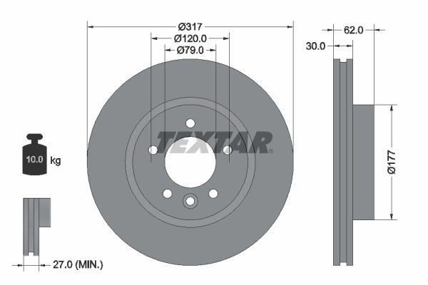 TEXTAR PRO+ 92134505 Disco freno Spessore disco freno: 30mm, Ø: 317mm, Ø: 317mm