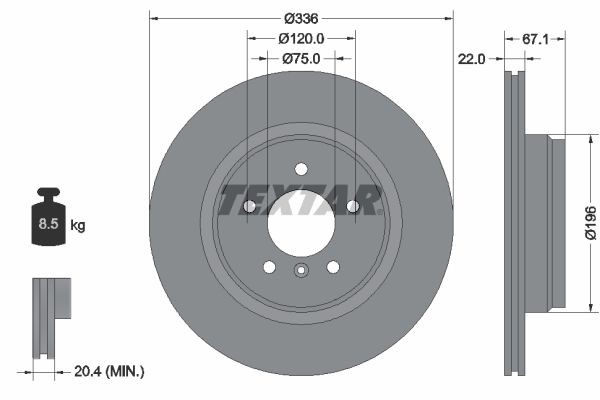 TEXTAR PRO+ 92137905 Disco  freno Spessore disco freno: 22mm, Ø: 336mm, Ø: 336mm