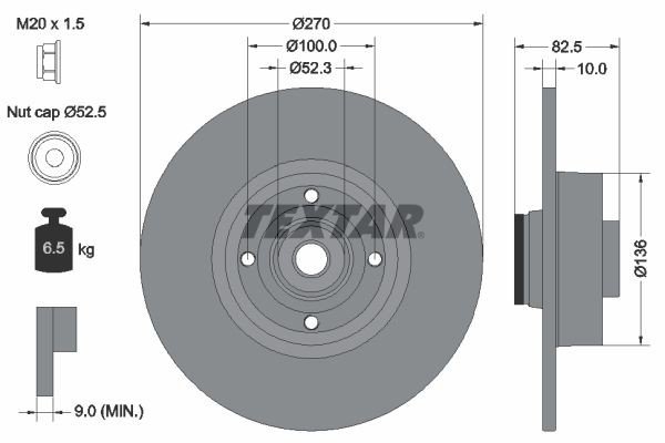 TEXTAR PRO 92154503 Disco  freno Spessore disco freno: 10mm, Ø: 270mm, Ø: 270mm
