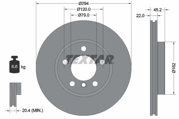 TEXTAR PRO+ 92277805 Disque de frein Épaisseur du disque de frein: 22mm, Ø: 294mm, Ø: 294mm