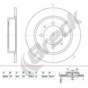 Disco de freno Espesor disco freno: 10mm, Núm. orificios: 4, Ø: 259,8mm, Ø: 259,8mm con OEM número MR 249356