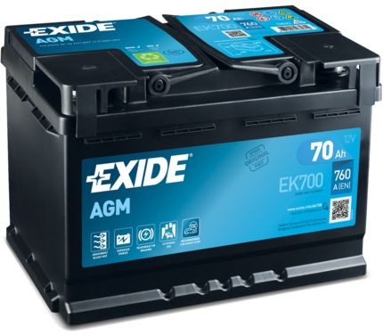 alder tale Tick EXIDE Start-Stop EK700 Starterbatteri 12V 70Ah 760A B13 L3 AGM-batteri  AGM70SS, EK700067AGM ❱❱❱ pris og erfaring