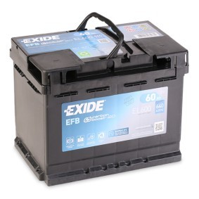 EXIDE Start-Stop EL600 Batería de arranque 12V 60Ah 640A B13 Batería EFB  EL600 (027EFB), EFB60SS