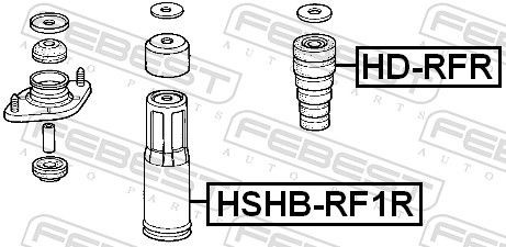 Almohadilla de tope, suspensión FEBEST HD-RFR evaluación