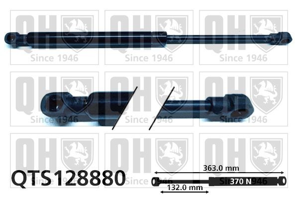 QUINTON HAZELL  QTS128880 Heckklappendämpfer Länge: 363mm, Hub: 132mm