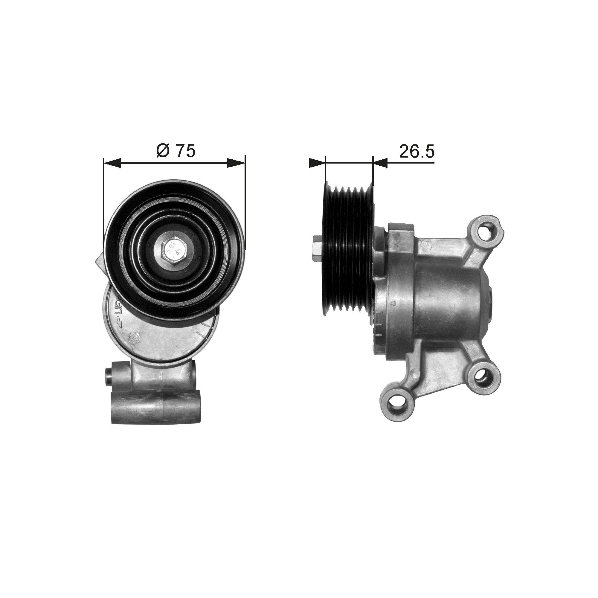GATES FleetRunner™ Micro-V® Kit T38357 Spannrolle, Keilrippenriemen Ø: 75mm, Breite: 26,5mm