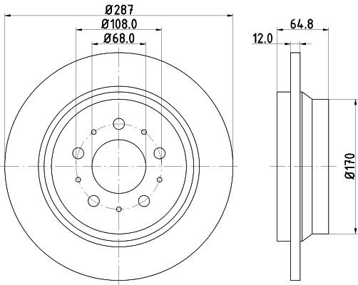 MINTEX  MDC1434C Disco freno Spessore disco freno: 12mm, Ø: 287mm, Ø: 287mm