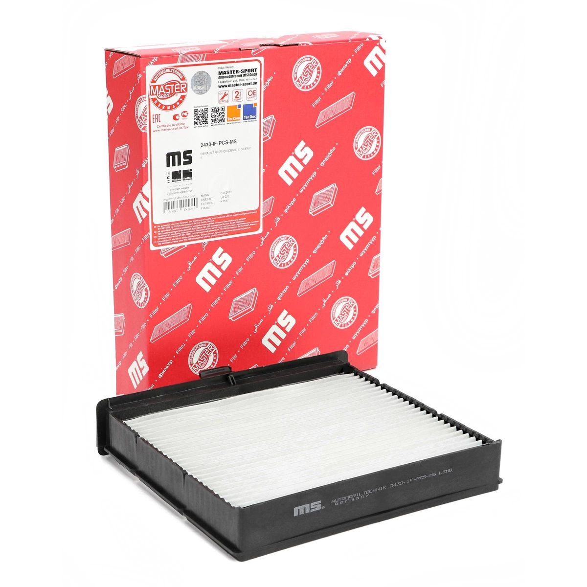 Image of MASTER-SPORT Filtro abitacolo Filtro particellare 2430-IF-PCS-MS Filtro, aria abitacolo,Filtro antipolline RENAULT,SCÉNIC II (JM0/1_)009