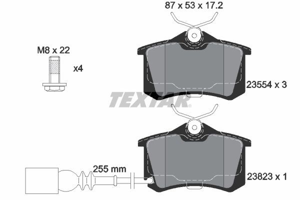 TEXTAR  2382301 Bremsbelagsatz Breite: 87mm, Höhe: 53mm, Dicke/Stärke: 17,2mm