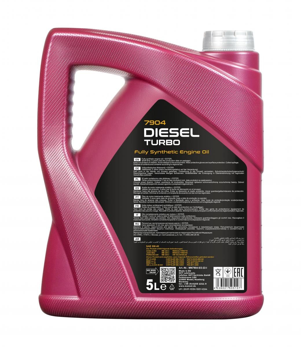 Motoröl MANNOL DIESEL TURBO 5W-40 5l, MN7904-5 ❱❱❱ Preis und