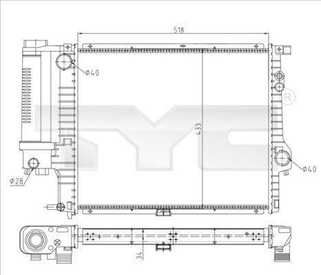 TYC  703-0010-R Radiador, refrigeración del motor