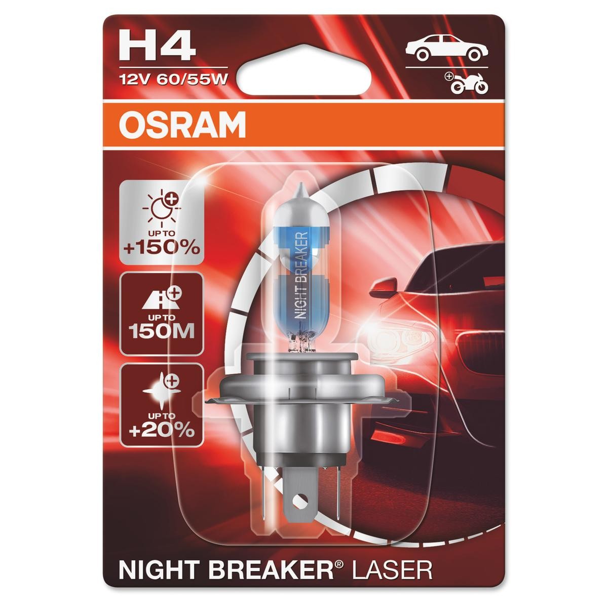 Image of OSRAM Lampade NIGHT BREAKER® LASER H4 64193NL-01B Lampadina, Faro di profondità VW,AUDI,MERCEDES-BENZ,Polo Schrägheck (6R1, 6C1)