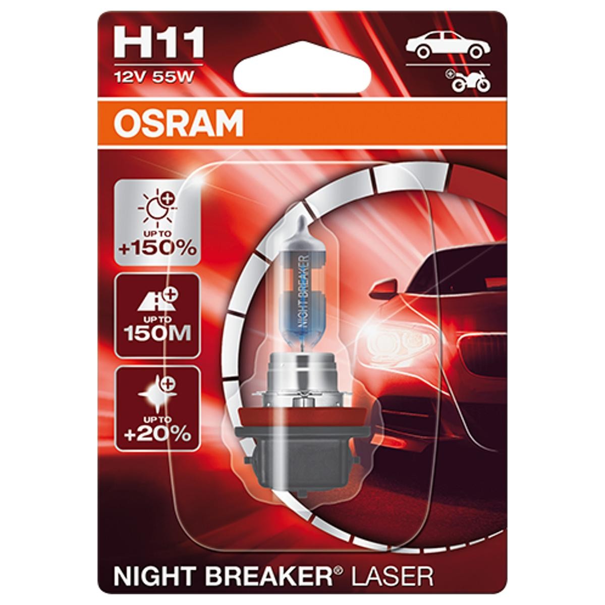 Image of OSRAM Lampade NIGHT BREAKER® LASER H11 64211NL-01B Lampadina, Faro di profondità VW,AUDI,MERCEDES-BENZ,Golf V Schrägheck (1K1)